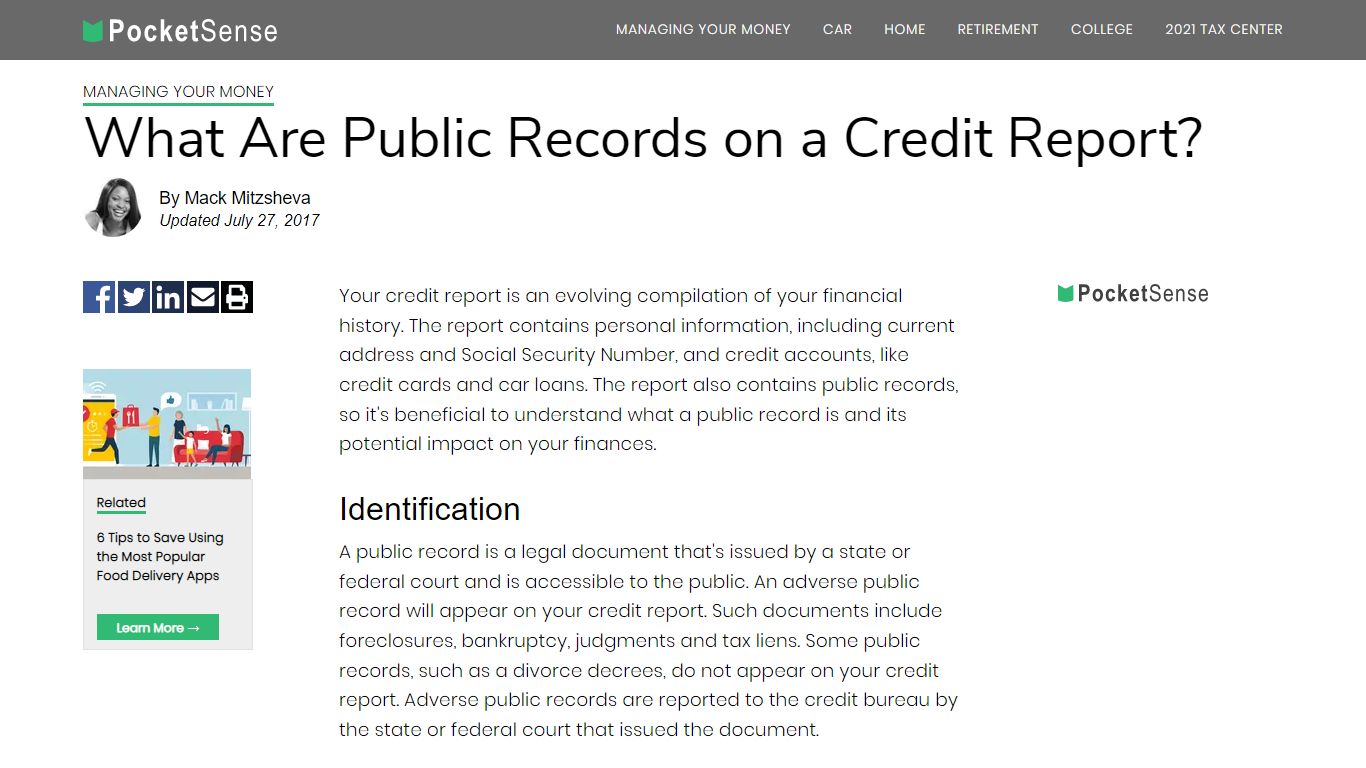 What Are Public Records on a Credit Report? | Pocketsense